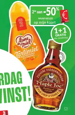 Intermarché Joe ahornsiroop of luna de miel tartimiel aanbieding