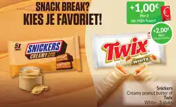 Intermarché Snickers Creamy peanut butter of Twix White aanbieding