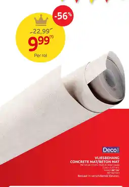 Brico Vliesbehang concrete mat/beton mat aanbieding