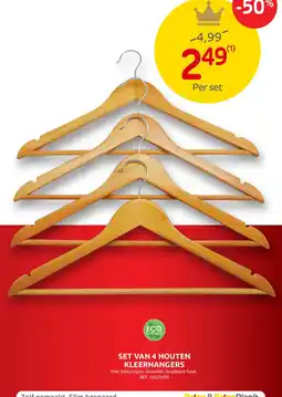 Brico Set van 4 houten kleerhangers aanbieding