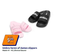 Action Umbro heren of dames slippers aanbieding