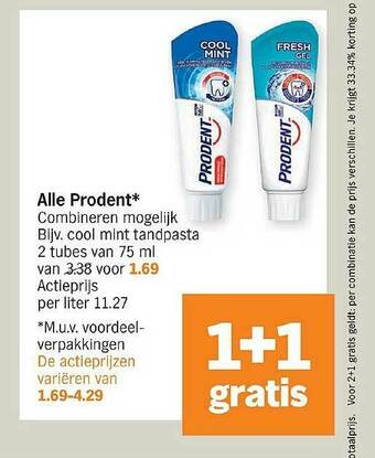 Albert Heijn Prodent Tandpasta aanbieding