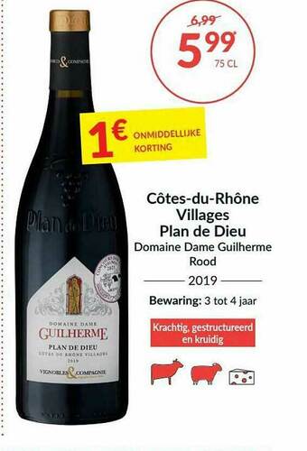 Intermarché Côtes Du Rhône Villages Plan De Dieu Domaine Dame Guilherme Rood aanbieding