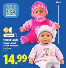 Lidl Bayer design babypop met eerste woordjes aanbieding