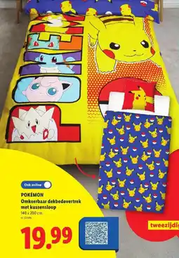 Lidl Pokémon omkeerbaar dekbedovertrek met kussensloop aanbieding