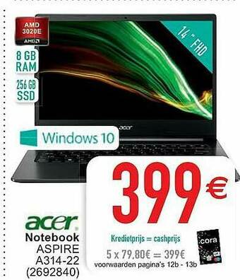 Cora Acer Notebook Aspire aanbieding