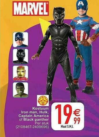 Cora Kostuum Iron Man, Hulk, Captain America Of Black Panther aanbieding