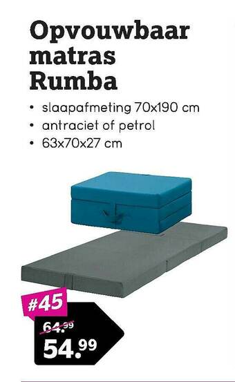 Leen Bakker Opvouwbaar Matras Rumba aanbieding