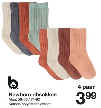 Zeeman Newborn ribsokken aanbieding