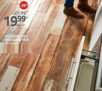 Brico Vloertegel wooden mix aanbieding