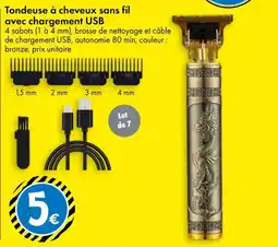 TEDi Tondeuse à cheveux sans fil avec chargement USB aanbieding