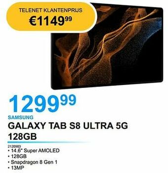 EHBO PC Samsung galaxy tab s8 ultra 5g 128gb aanbieding
