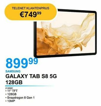 EHBO PC Samsung galaxy tab s8 5g 128gb aanbieding