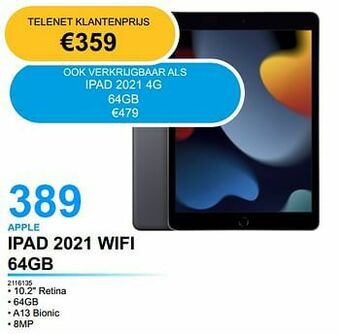 PCS Knokke Apple ipad 2021 wifi 64gb aanbieding