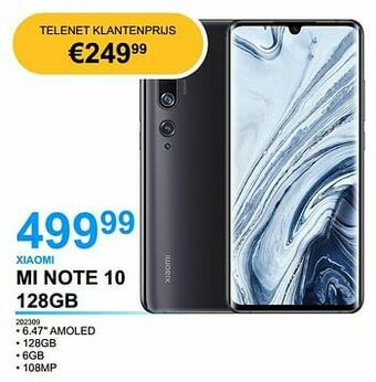 PCS Knokke Xiaomi mi note 10 128gb aanbieding