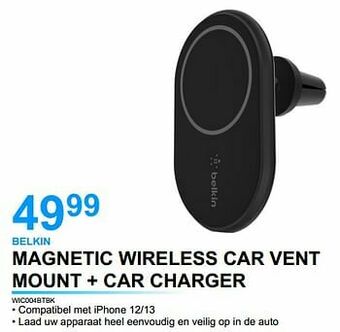 Belkin magnetic wireless car vent mount + car charger wic004btbk