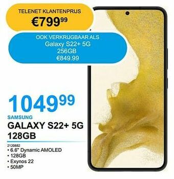 EHBO PC Samsung galaxy s22+ 5g 128gb aanbieding