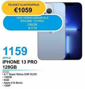 PCS Knokke Apple iphone 13 pro 128gb aanbieding