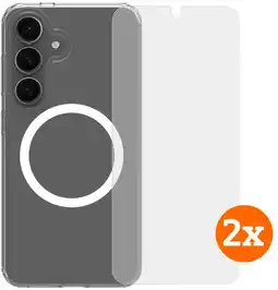 Coolblue BlueBuilt Protective Back Cover Magneet Galaxy S25 Transparant + Screenprotector Duo Pack aanbieding