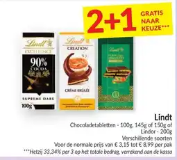 Intermarché Lindt Chocoladetabletten aanbieding