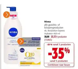 Colruyt Nivea alle gezichts- of lichaamsproducten aanbieding