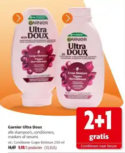 Colruyt Garnier Ultra Doux alle shampoo's, conditioners, maskers of serums aanbieding