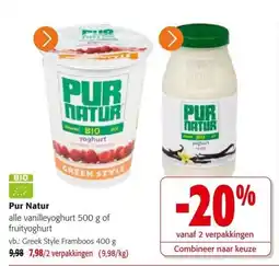 Colruyt Pur Natur alle vanilleyoghurt aanbieding