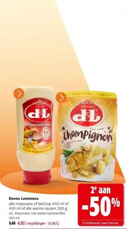 Colruyt Devos Lemmens mayonaise of warme sauzen aanbieding