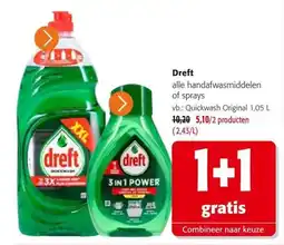 Colruyt Dreft alle handafwasmiddelen of sprays aanbieding