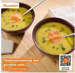 Colruyt Pompoenroomsoep met gerookte zalm aanbieding