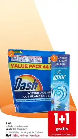 Colruyt Dash volledig assortiment of Lenor alle geurparels aanbieding