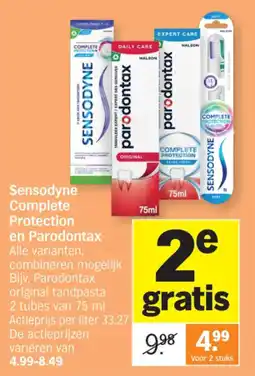 Albert Heijn Sensodyne Complete Protection en Parodontax aanbieding