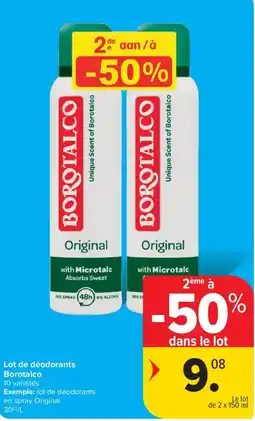 Carrefour Lot de déodorants Borotalco aanbieding