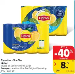 Carrefour Canettes d'ice tea lipton aanbieding