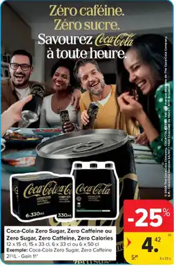Carrefour Coca-Cola Zero Sugar, Zero Caffeine aanbieding