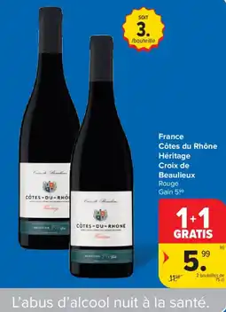 Carrefour Côtes-du-Rhône Héritage Croix de Beaulieux Rouge aanbieding