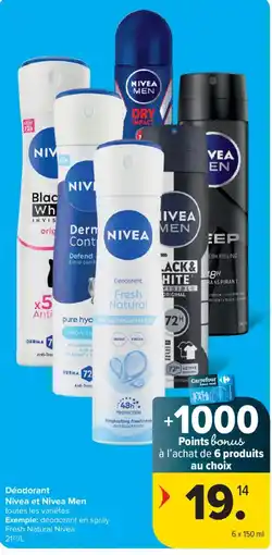 Carrefour Déodorant Nivea et Nivea Men aanbieding