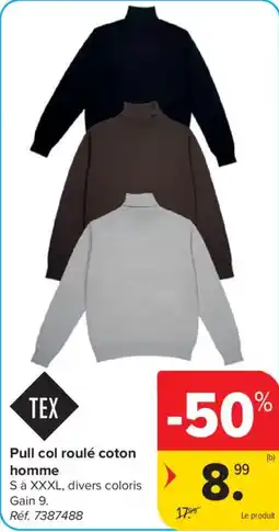 Carrefour Pull col roulé coton homme aanbieding