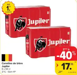 Carrefour Canettes de bière Jupiler aanbieding