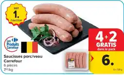 Carrefour Saucisses porc/veau Carrefour aanbieding