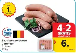 Carrefour Market Saucisses porc/veau Carrefour aanbieding