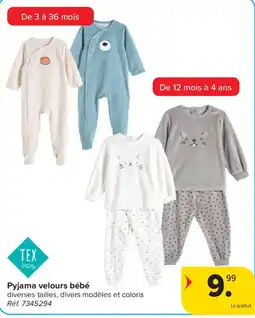 Carrefour Pyjama velours bébé aanbieding