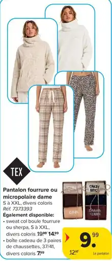 Carrefour Pantalon fourrure ou micropolaire dame aanbieding