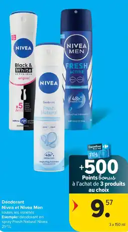 Carrefour Market Déodorant Nivea et Nivea Men aanbieding