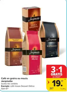 Carrefour Market Café en grains ou moulu Jacqmotte aanbieding