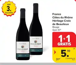 Carrefour Market France Côtes du Rhône Héritage Croix de Beaulieux Rouge aanbieding
