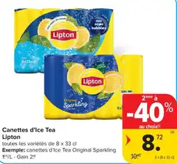 Carrefour Market Canettes d'ice tea lipton aanbieding