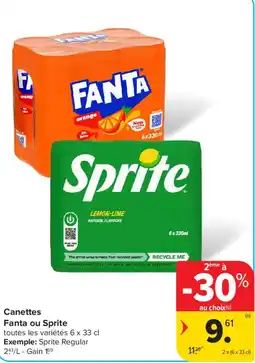 Carrefour Market Canettes Fanta ou Sprite aanbieding