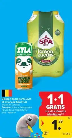 Carrefour Market Boisson énergisante Zyla et limonade Spa Fruit aanbieding