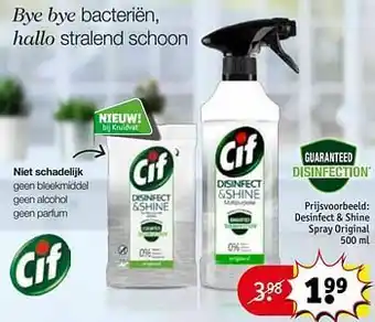 Kruidvat Desinfect + shine spray original 500ml aanbieding